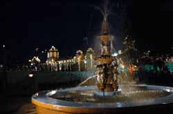 A view of decorated fountain during Jammu Festival. 