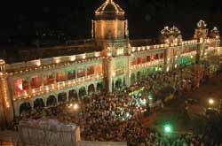A view of Mubarik Mandi Palace during Jammu Festival.